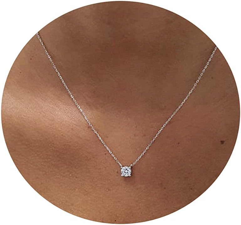 14K Gold Filled Heart Choker, Dainty Solitaire CZ Pendant Necklace, Adjustable Minimalist Jewelry for Her