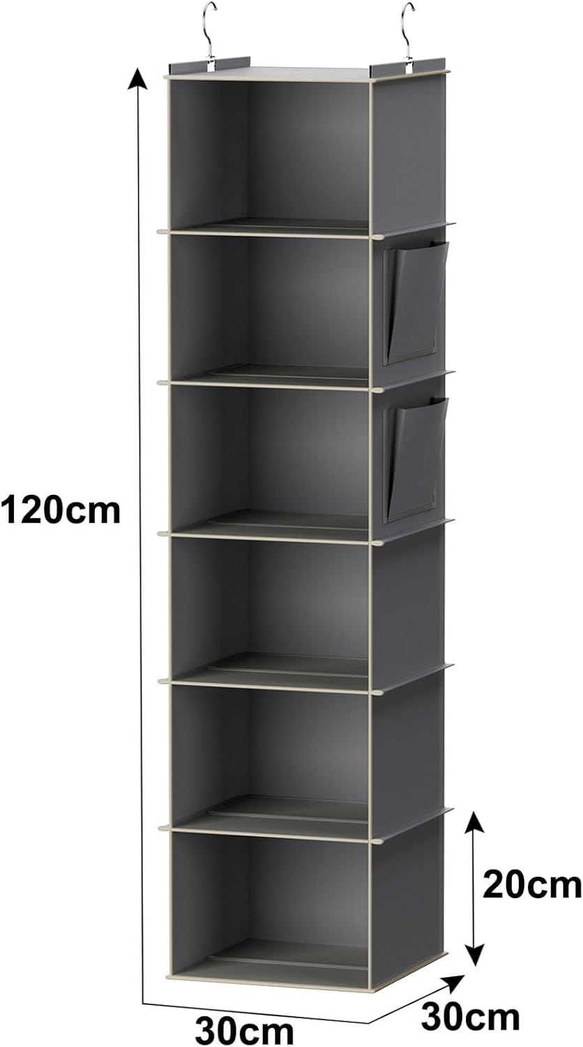 Hanging Closet Organizer and Storage, 6-Shelf Closet Hanging Storage Shelves