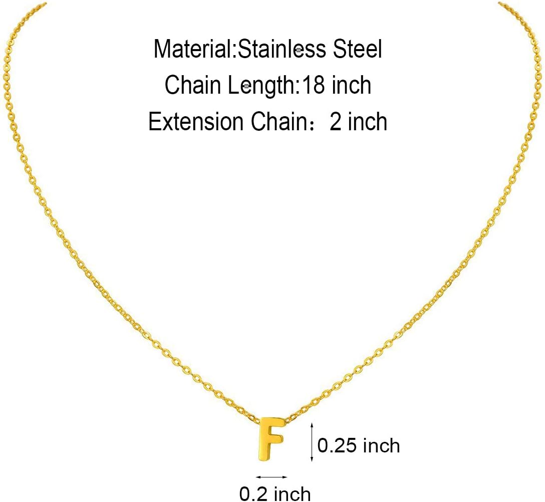 Initial Necklace: 18K Gold Plated Personalized Tiny Letter Name Pendant for Women
