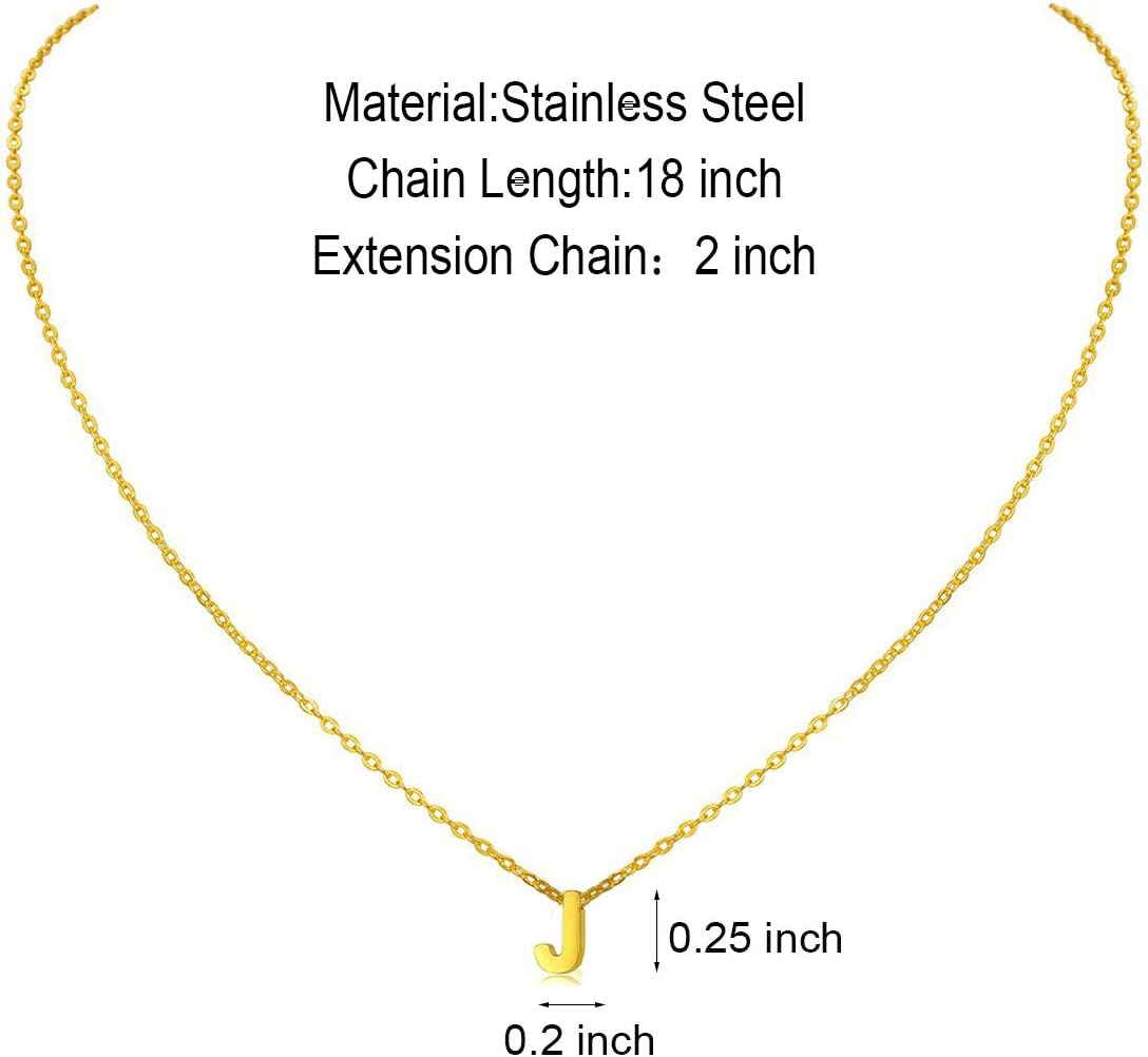 Initial Necklace: 18K Gold Plated Personalized Tiny Letter Name Pendant for Women