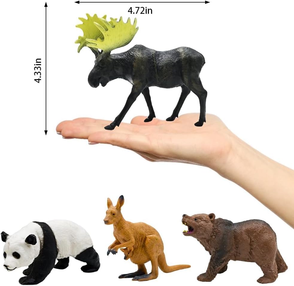 OMOMMD Safari Animals Figures Toys, Realistic Wild Zoo Animal Figurines, Plastic African Jungle Animals Playset for Kids Toddlers, 21Pcs Safari Toys Birthday Gifts for Boys Girls