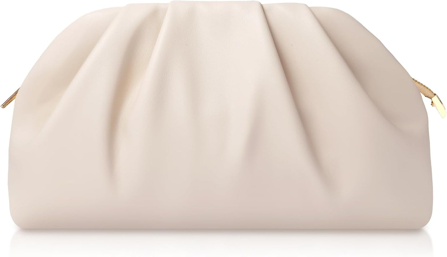 Clutch Purse for Women Soft Pleated PU Wedding Clutch, Elegant Evening Bag for Galas, Proms,Cocktail Parties