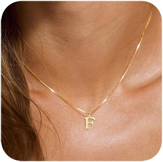 Dainty Initial Necklace for Women: 14K Gold Plated Letter Pendant A-Z, Personalized Name Jewelry Gift