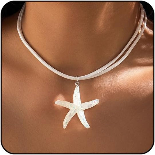 Starfish & Shell Gold Jewelry Set - Beachy Necklace & Earrings for Women