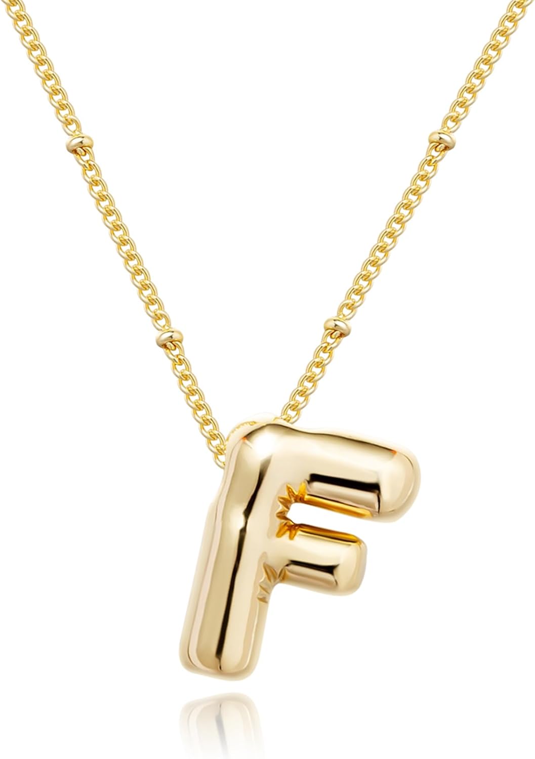 Bubble Gold Letter Necklace, 14k Gold Plated Balloon Initial Pendant, Dainty Chunky Custom Name Necklace for Women