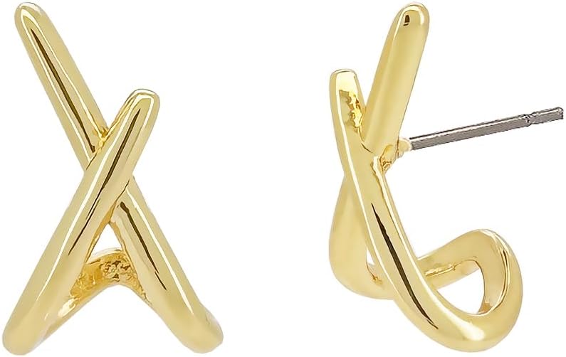 14K Gold Plated Triple Huggie Illusion Stud Earrings | Double Huggie Hoop Earrings for One Hole | Gold Hoop Earrings for Women