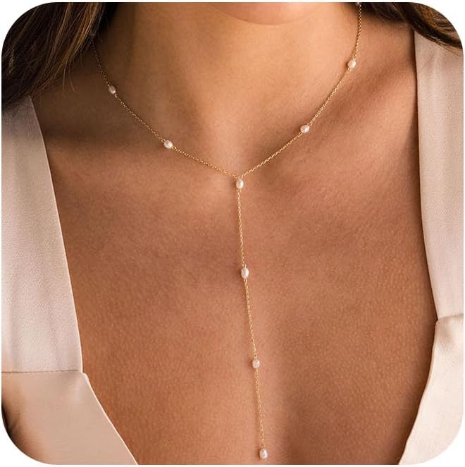 Dainty Y-Shape Lariat Body Chain: 14K Gold Plated Non-Tarnish Layered Necklace & Choker Set for Women