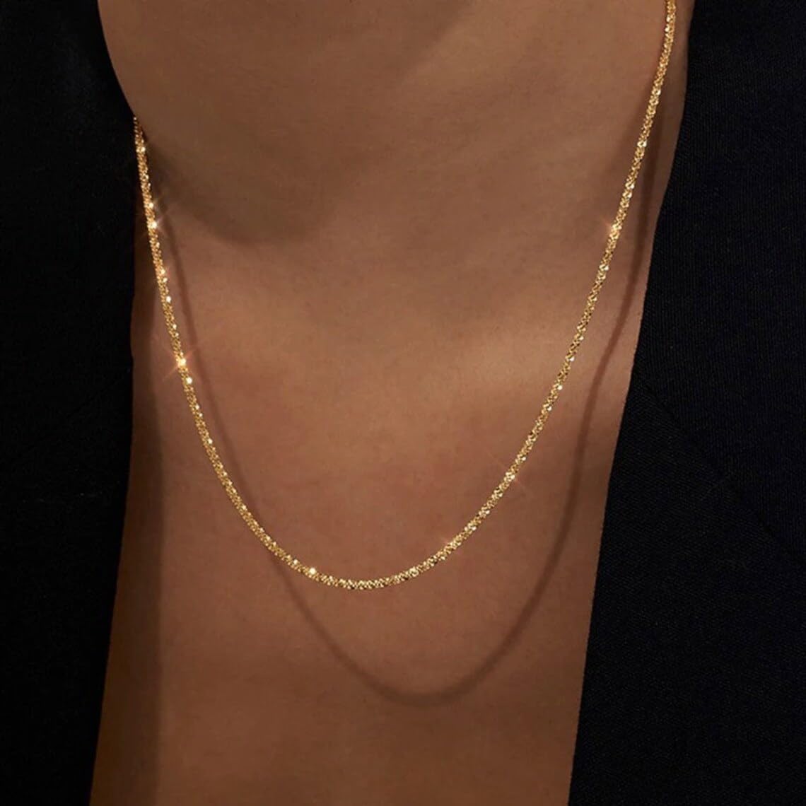 Dainty Gold Chain Necklace For Women - 18K Gold Plated Coin Disc Choker With Beaded & Paper Clip Layered Chain, Everyday Jewelry Gift