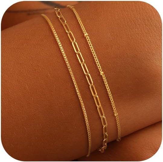 Gold Bracelets for Women Non Tarnish, 14K Gold Plated Chunky Cuff Bracelet Gold Bangles Bracelet for Women Trendy