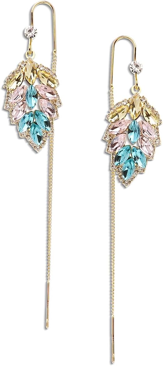 Sonateomber Gold Long Chain Threader Earrings for Women - Fashion Statement Drop Dangle Thread Earrings Jewelry Gift