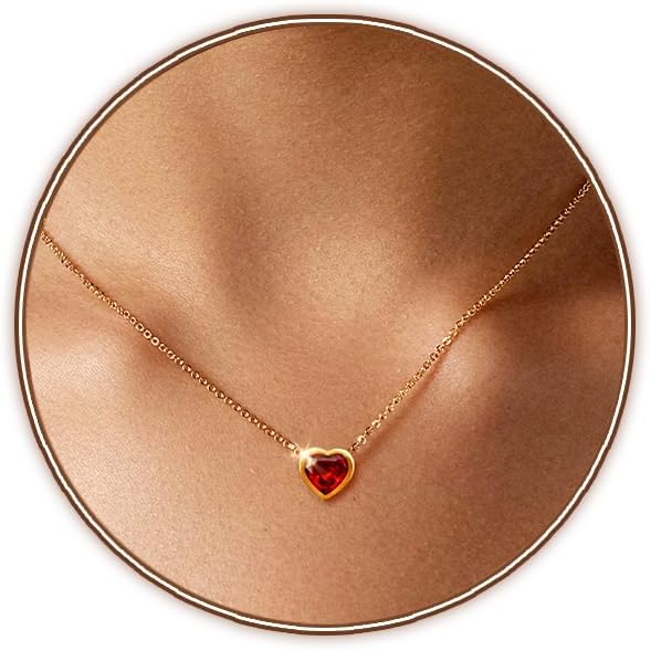 18K Gold/Silver Plated Tiny Love Heart Choker Necklace For Women And Girls - Dainty Valentine's Day Gift
