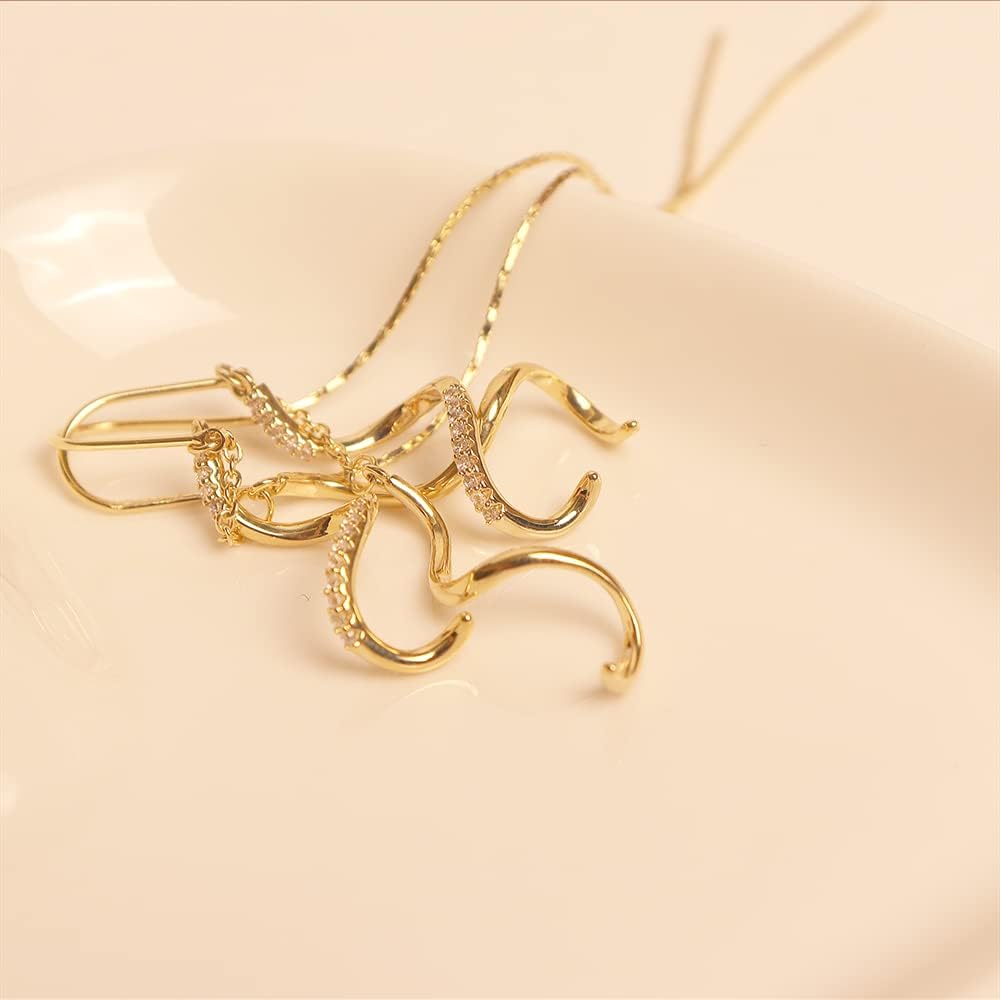 Sonateomber Gold Long Chain Threader Earrings for Women - Fashion Statement Drop Dangle Thread Earrings Jewelry Gift
