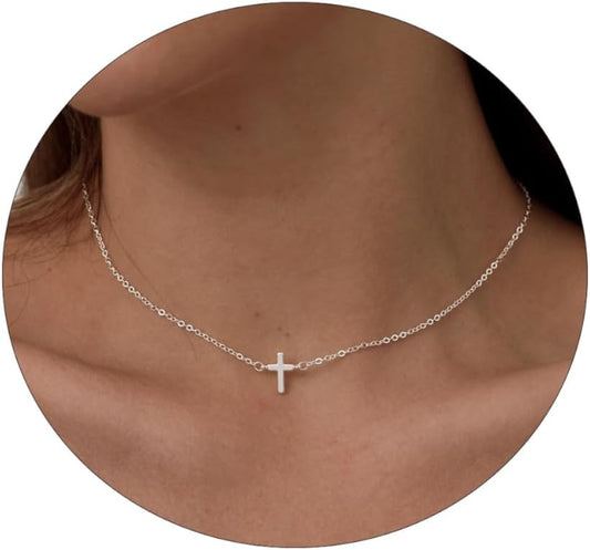 Cross Necklace for Women: 14K Gold & Silver Plated, Minimalist Dainty Religious Pendant, Daily Wear Jewelry Gift