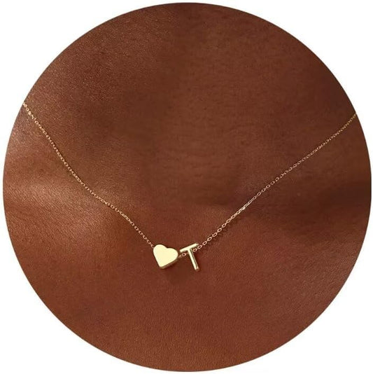 Initial Necklace - 18K Gold Plated Heart Pendant with A-Z Letters, Dainty Birthday Gift for Women and Teen Girls