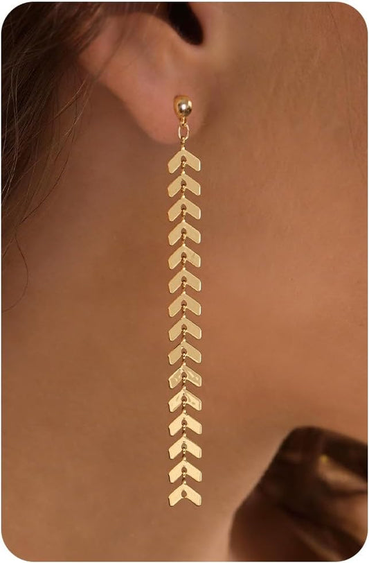Dangle Earrings for Women- 14K Gold Plated Butterfly Heart Star Hoop Chain Tassel Design Long Dangle Earrings