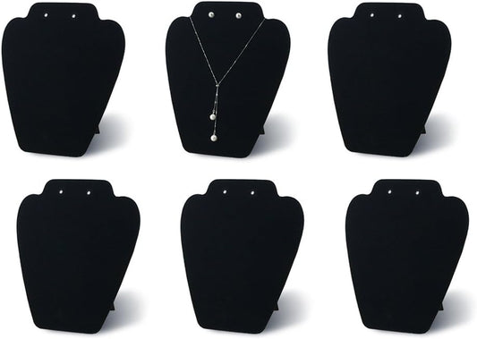 6 Pieces Black Necklace Display, Jewelry Display for Selling and Shows, Necklace Easel Stand, Collapsible Jewelry Bust Stand