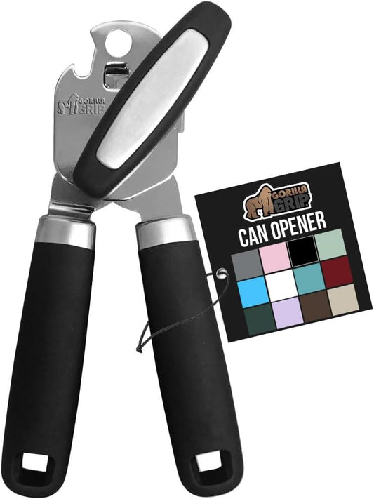 Heavy Duty Stainless Steel Smooth Edge Manual Can Opener and Bottle Openers, Soft Comfortable Handle