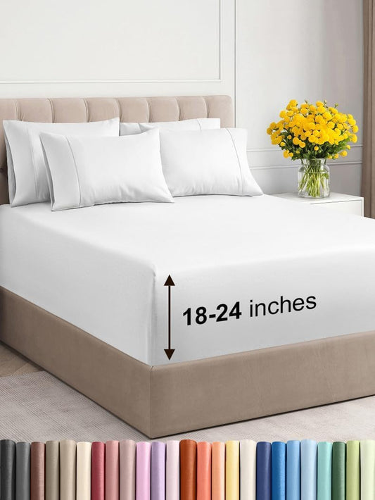 Extra Deep King Sheet Set - 6 count Breathable and Cooling Sheets Easy，Extra Deep Pockets