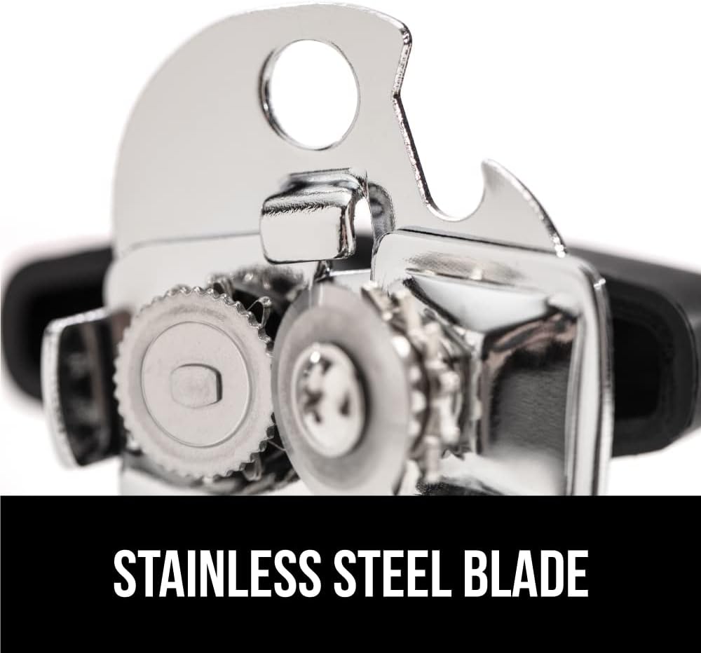 Heavy Duty Stainless Steel Smooth Edge Manual Can Opener and Bottle Openers, Soft Comfortable Handle