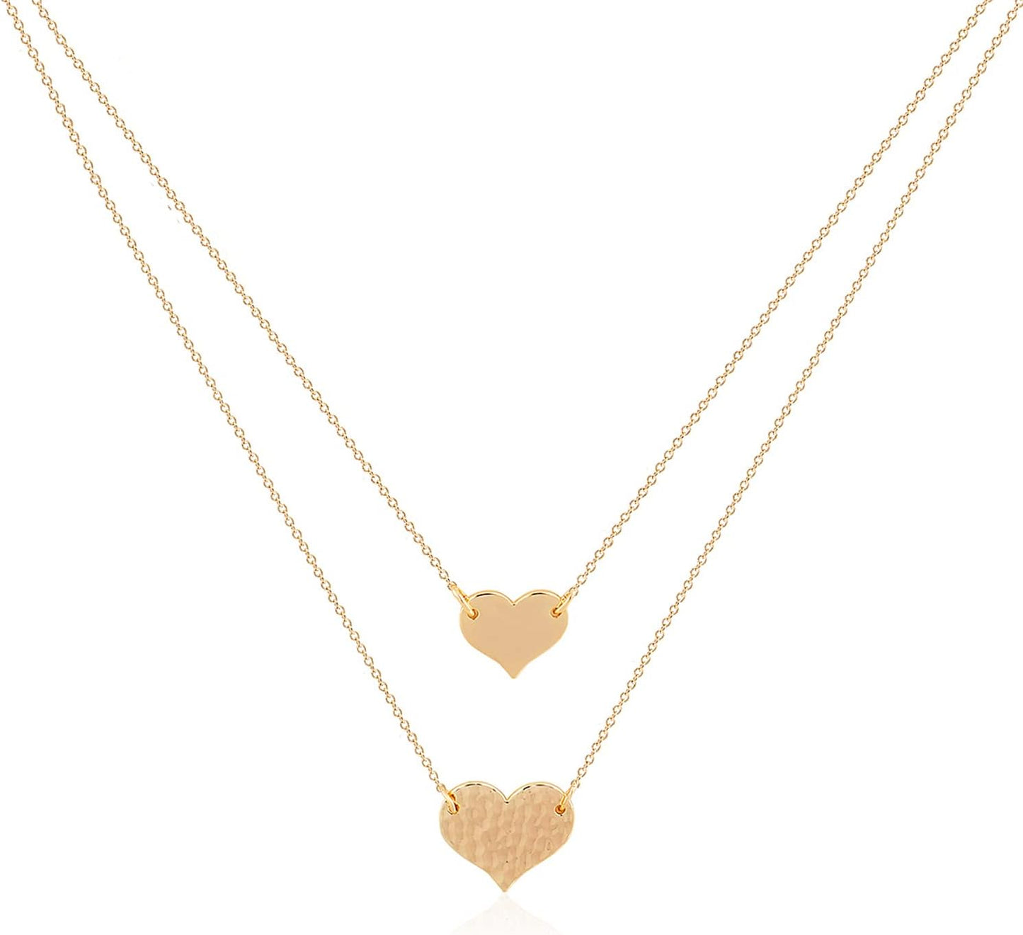 Layered Heart Necklace, Handmade 18K Gold Plated Dainty Choker With Arrow Bar Pendant for Women