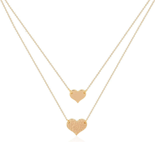 Layered Heart Necklace, Handmade 18K Gold Plated Dainty Choker With Arrow Bar Pendant for Women