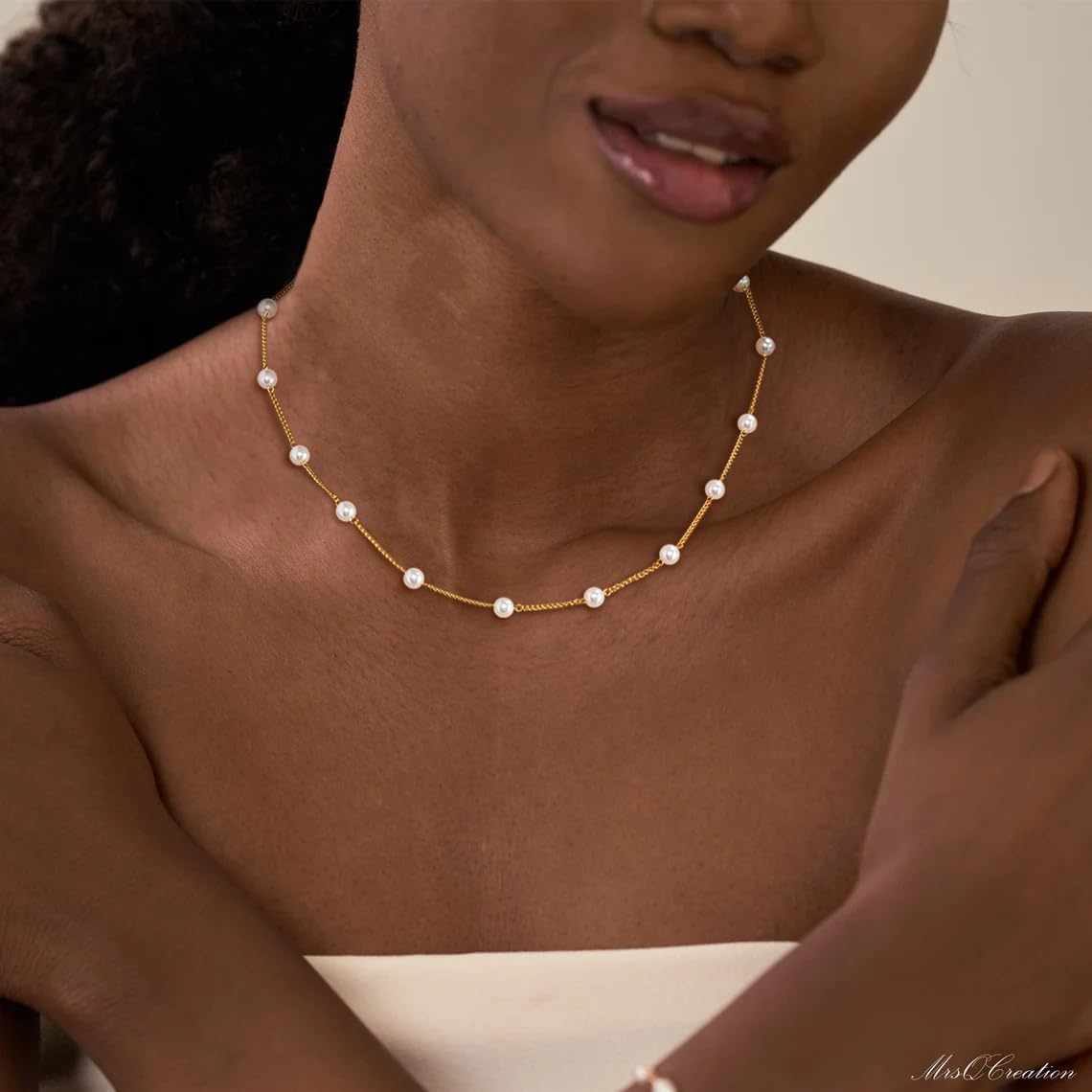 Dainty Handmade Layered Pearl Necklace: 14K Gold Plated Pendant & Chain for Women, Everyday Elegant Jewelry Gift