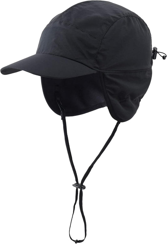 Waterproof Men's Winter Hats with Visor Warm Fleece Lined Baseball Cap Earflaps