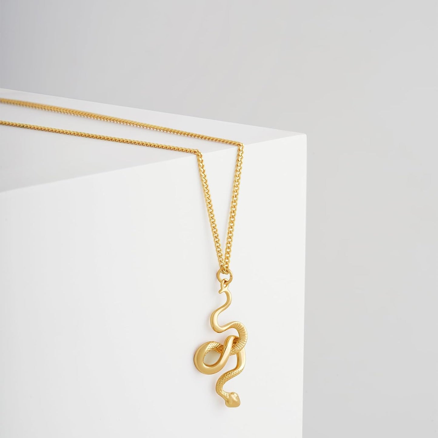 18K Gold Plated Snake Necklace | Dainty Charm Pendant - Minimalist Delicate Handmade Boho Jewelry for Her