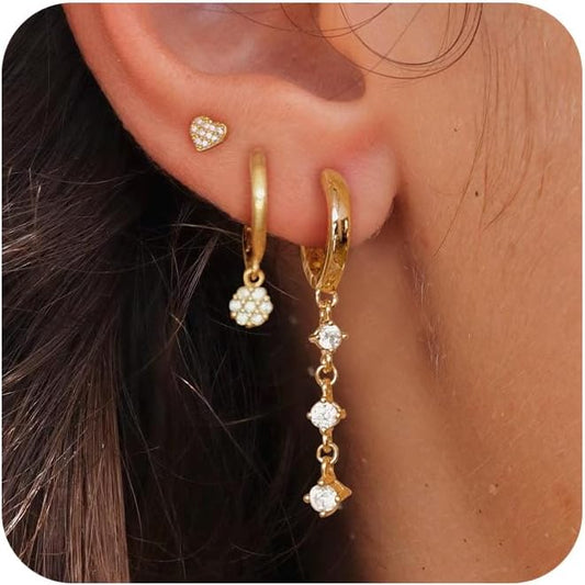 14K Gold Plated Butterfly Dangle Earrings for Women - Dainty, Trendy, CZ Drop Earrings - Simple Long Dangling Jewelry