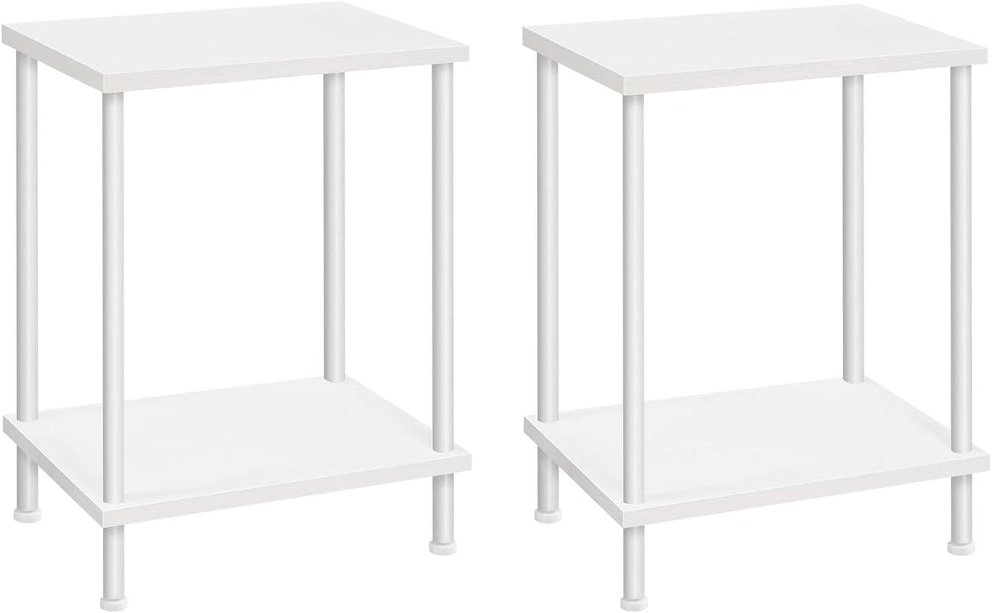 End Tables Set of 2, Small Side Table, Nightstand with 2-Layer Storage Shelves, Easy Assembly