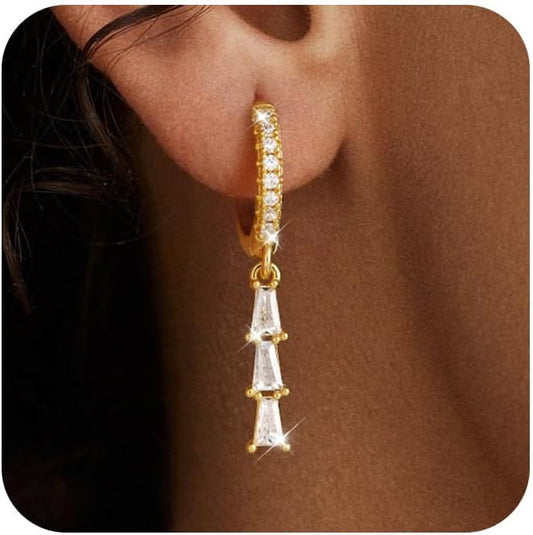 Dangle Earrings for Women 14K Gold Plated Dangly Dangling Earrings Dainty Trendy Drop Hypoallergenic Square