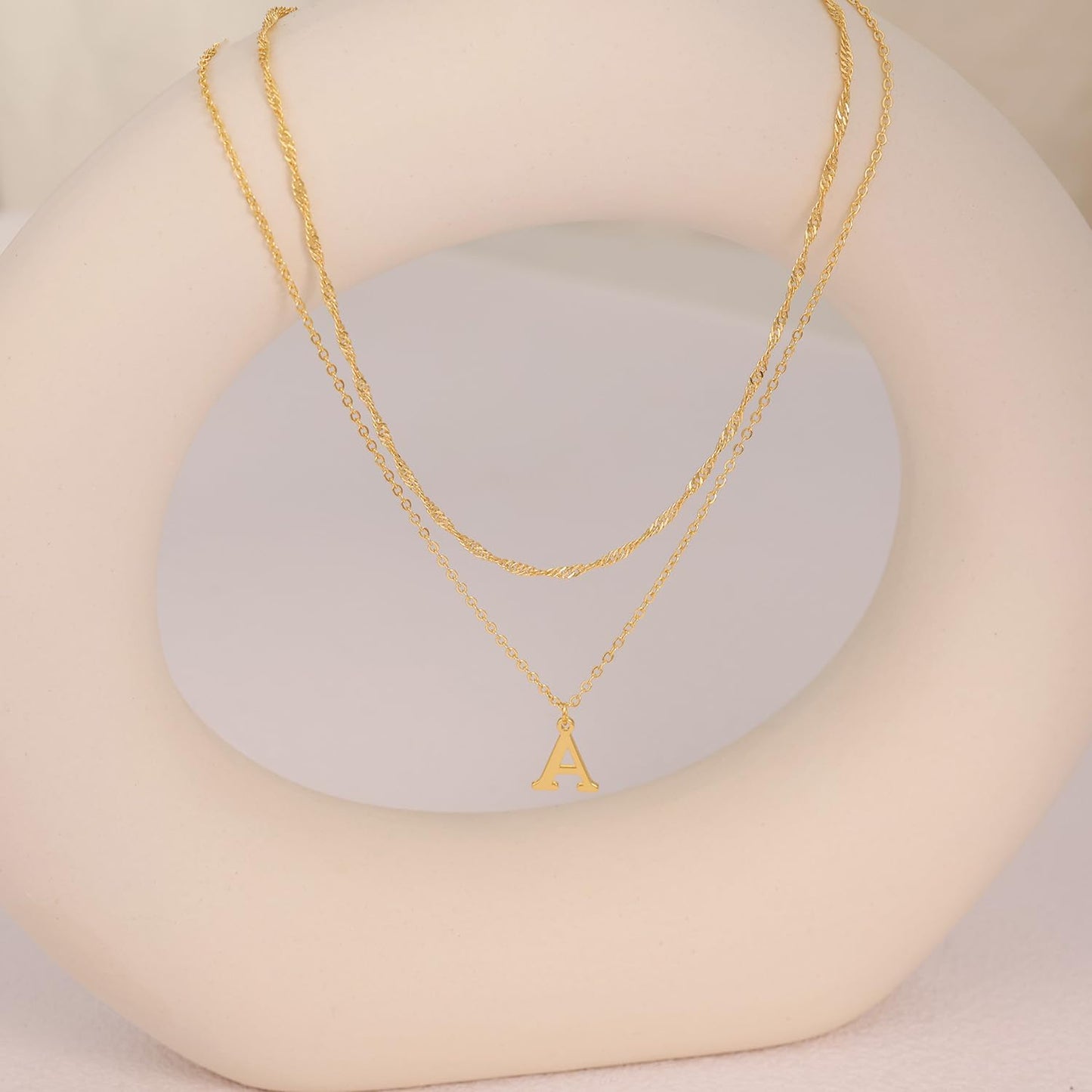 Dainty Gold or Silver Plated Initial Choker: Layered Letter Pendant Necklace for Women & Teens, Personalized Stackable Gift