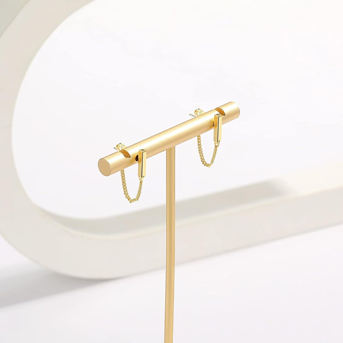 Chain Earrings for Women 18K Gold Plated Dainty Bar Drop Dangle Hypoallergenic Line Dangly Jewelry Gift for Teen Girls