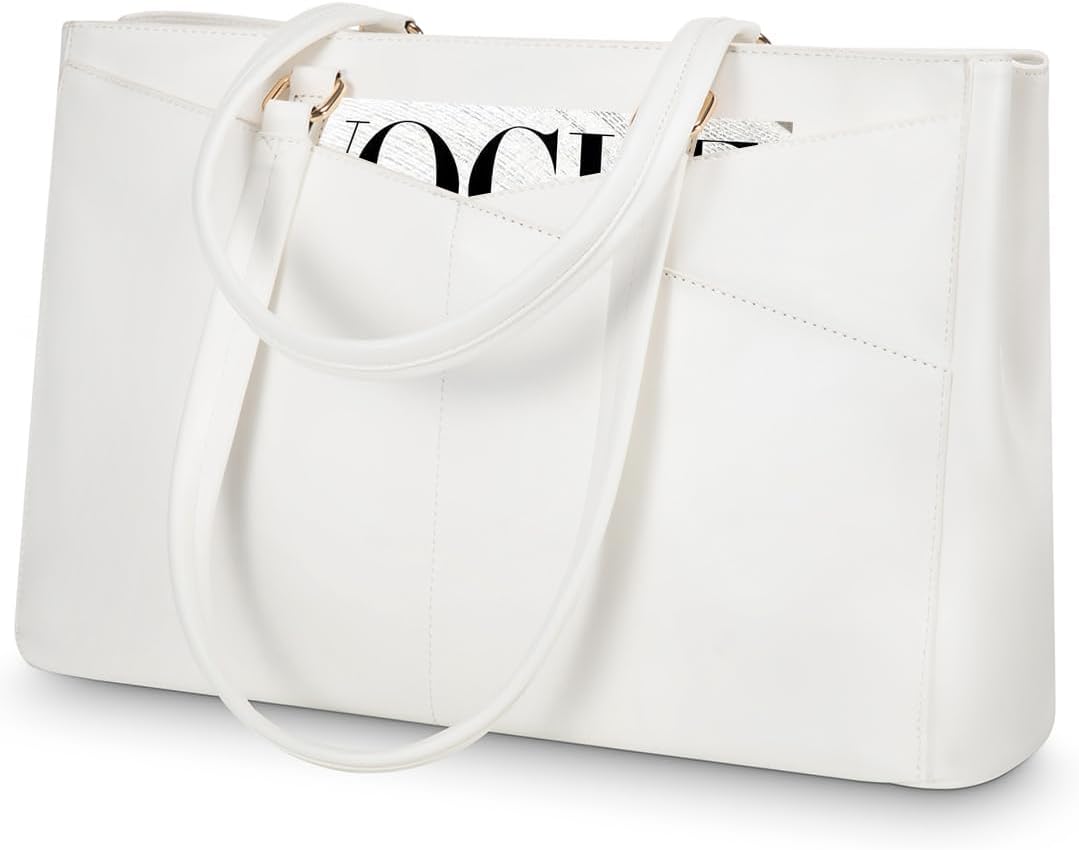 Laptop Tote Bag for Women 15.6 Inch Waterproof Leather Computer Bags Business Office Work Briefcase
