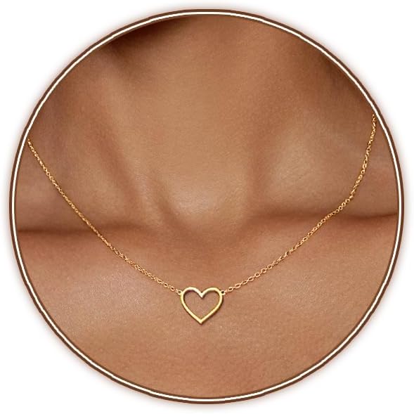 Heart Necklace: 18K Gold/Silver Plated Tiny Pendant, Dainty Valentine's Gift For Women & Teens