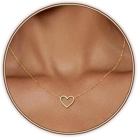 Heart Necklace: 18K Gold/Silver Plated Tiny Pendant, Dainty Valentine's Gift For Women & Teens