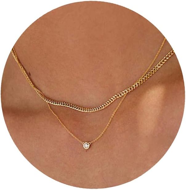 Diamond Choker Necklace for Women: Dainty 14K Gold/Sterling Silver Gold Plated CZ Jewelry, Trendy Gift