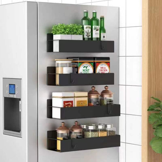 Metal 4 Pack Magnetic Spice Storage Rack Organizer for Refrigerator and Oven Organizers and Storage