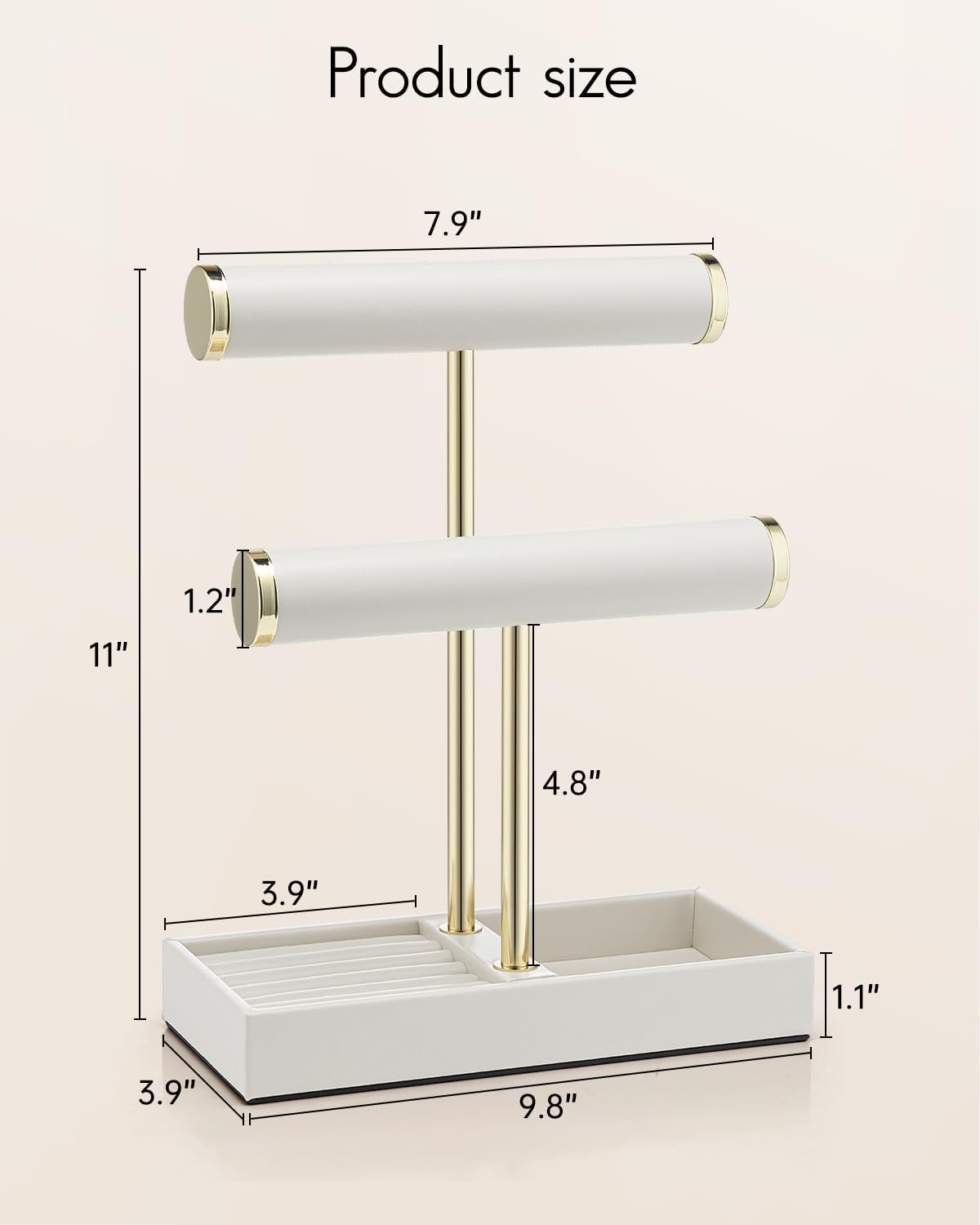 2 Tier Bracelet Holder Organizer with Tray - Leather Jewelry Stand Organizer for Women - Jewelry Holder Display