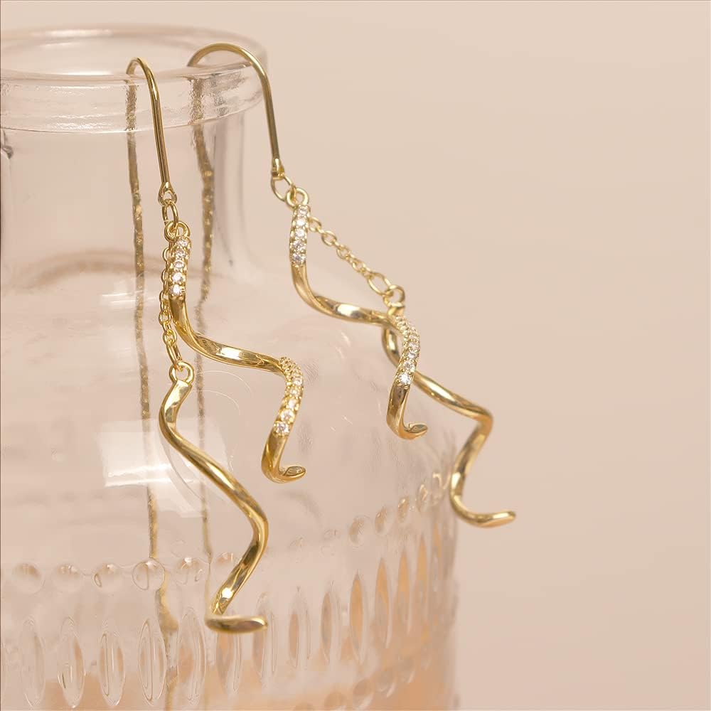 Sonateomber Gold Long Chain Threader Earrings for Women - Fashion Statement Drop Dangle Thread Earrings Jewelry Gift