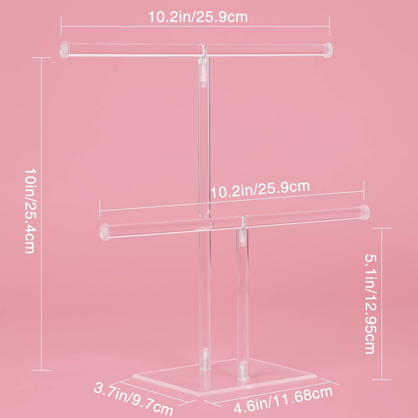 Jewelry Stand Necklace Holder, Acrylic Jewelry Display Holder, Necklace and Bracelet Hanging Organizer