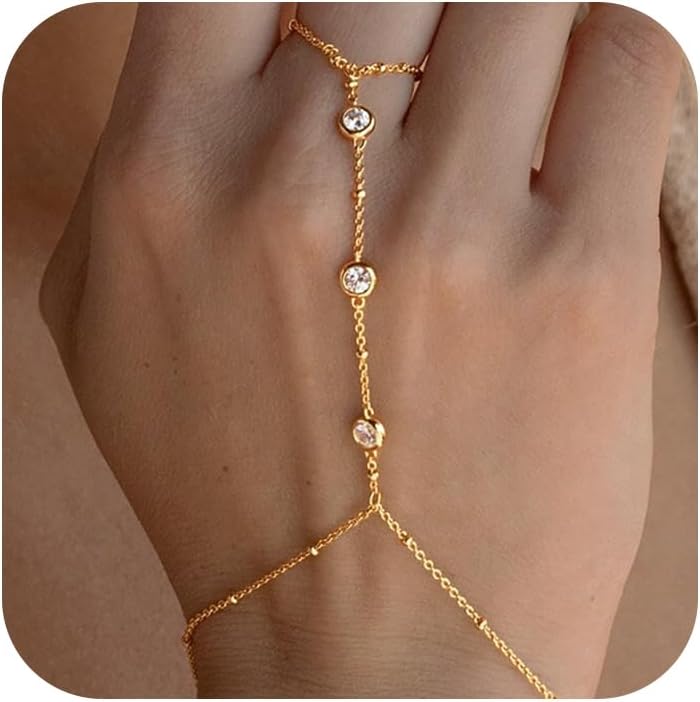 Gold Bracelets for Women Waterproof, 14K Real Gold Jewelry Sets Trendy Thin Dainty Stackable Cuban Link