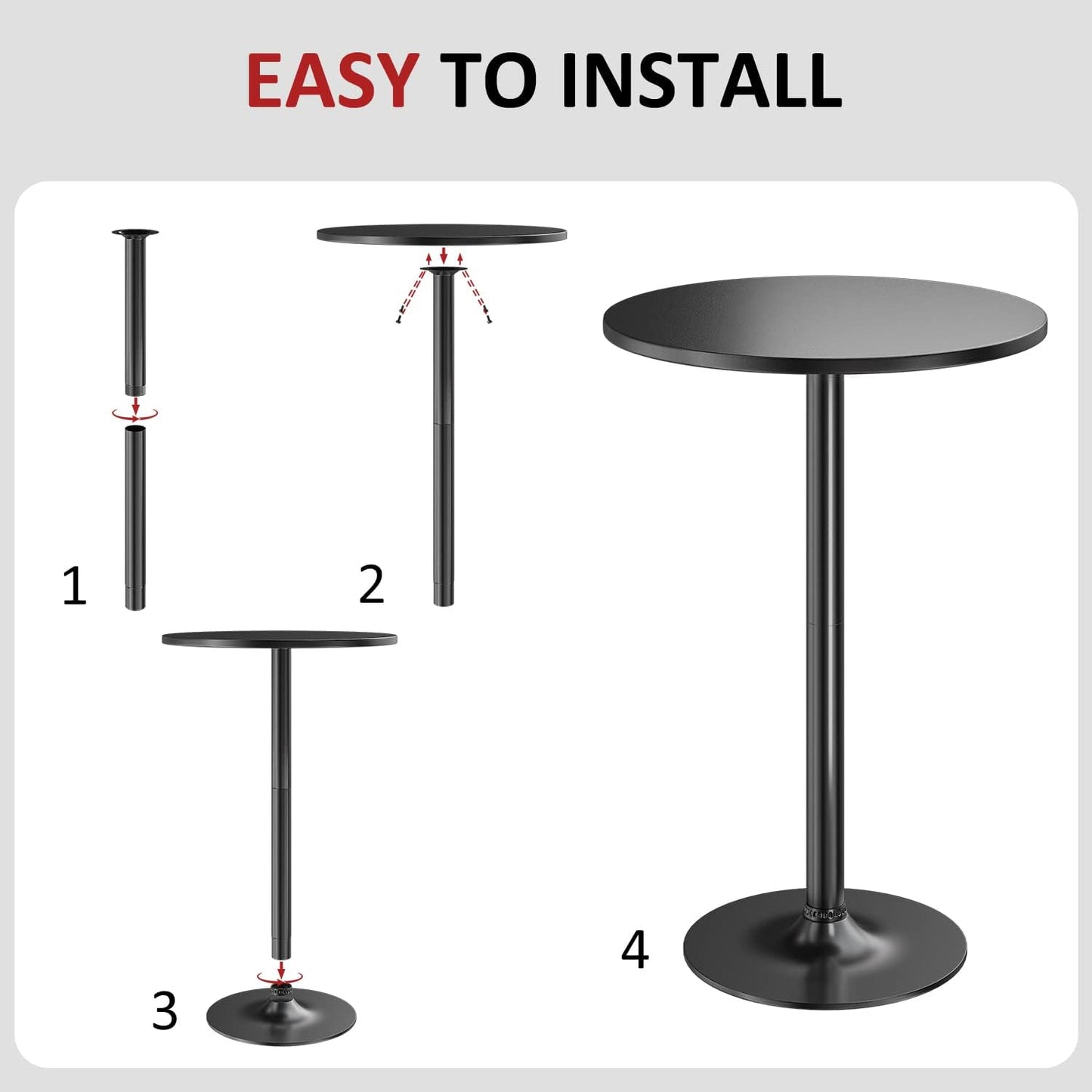Coffee table Bistro Pub Table Round Bar Height Cocktail 23.8-Inch Top