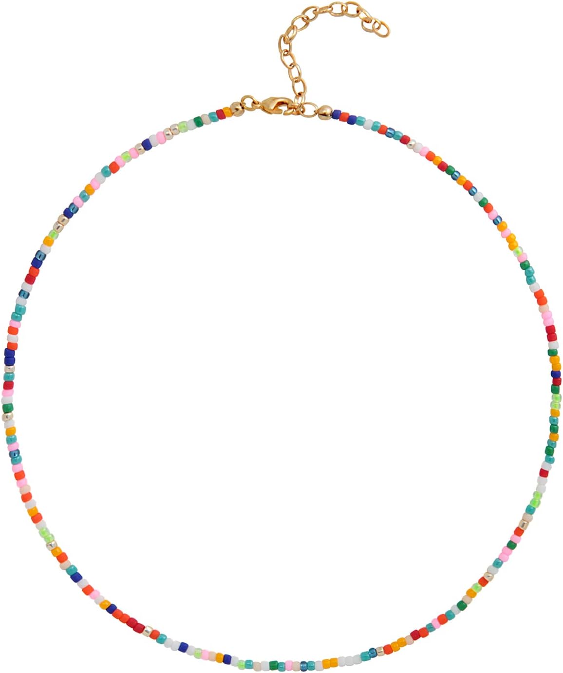 Colorful Beaded Necklace - Freshwater Pearl & Evil Eye Pendant, Stainless Steel 18K Gold Plated Y2K Trendy Jewelry for Women & Teen Girls