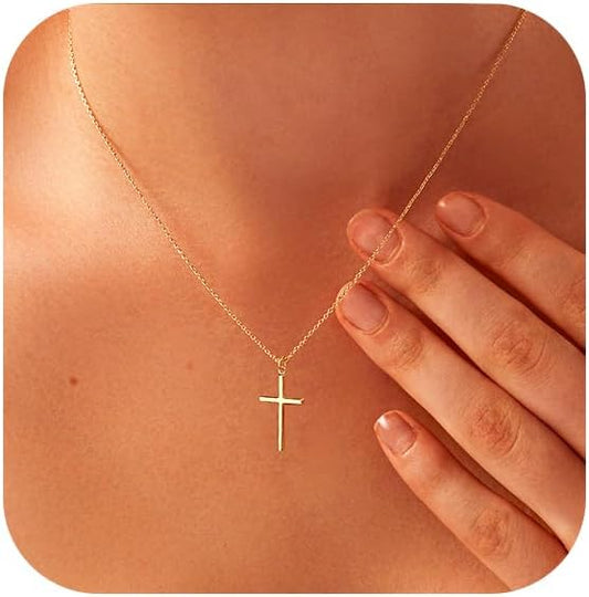 Adjustable Cross Choker | 14K Gold Plated Dainty Layered Necklace - Minimalist Gold Jewelry Gift for Her