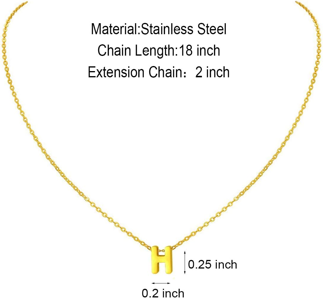 Initial Necklace: 18K Gold Plated Personalized Tiny Letter Name Pendant for Women