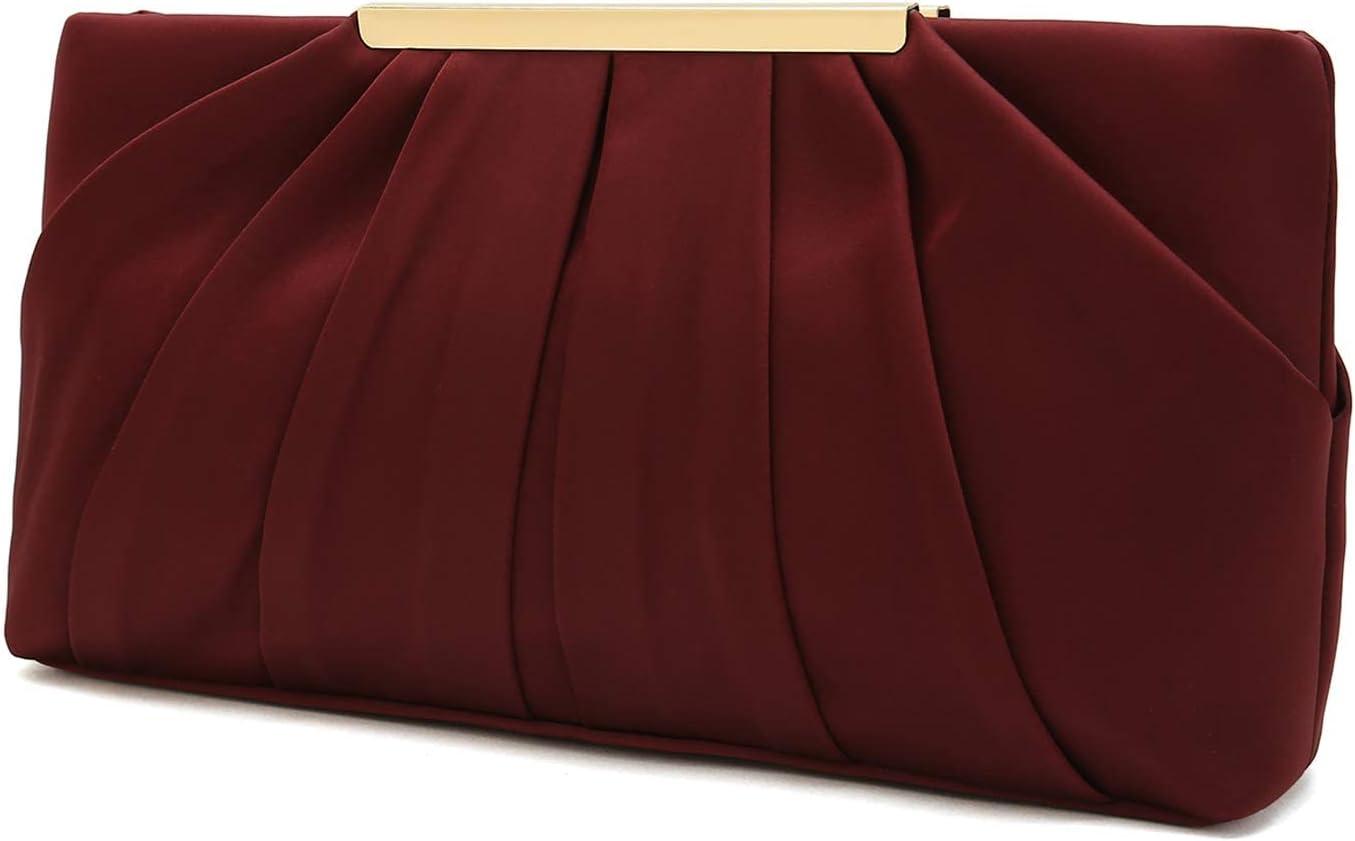 Clutch Evening Bag Elegant Pleated Satin Formal Handbag Simple Classy Purse for Women