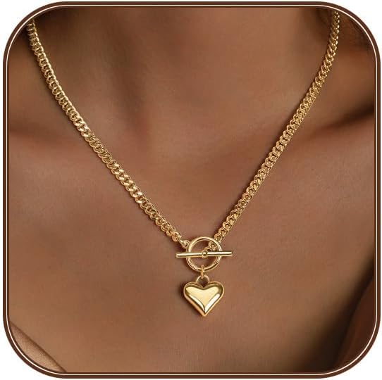 Trendy Heart Choker Necklace For Women/Girlfriend - Gold/Silver Plated Love Pendant, Hypoallergenic Valentine's Day Jewelry Gift