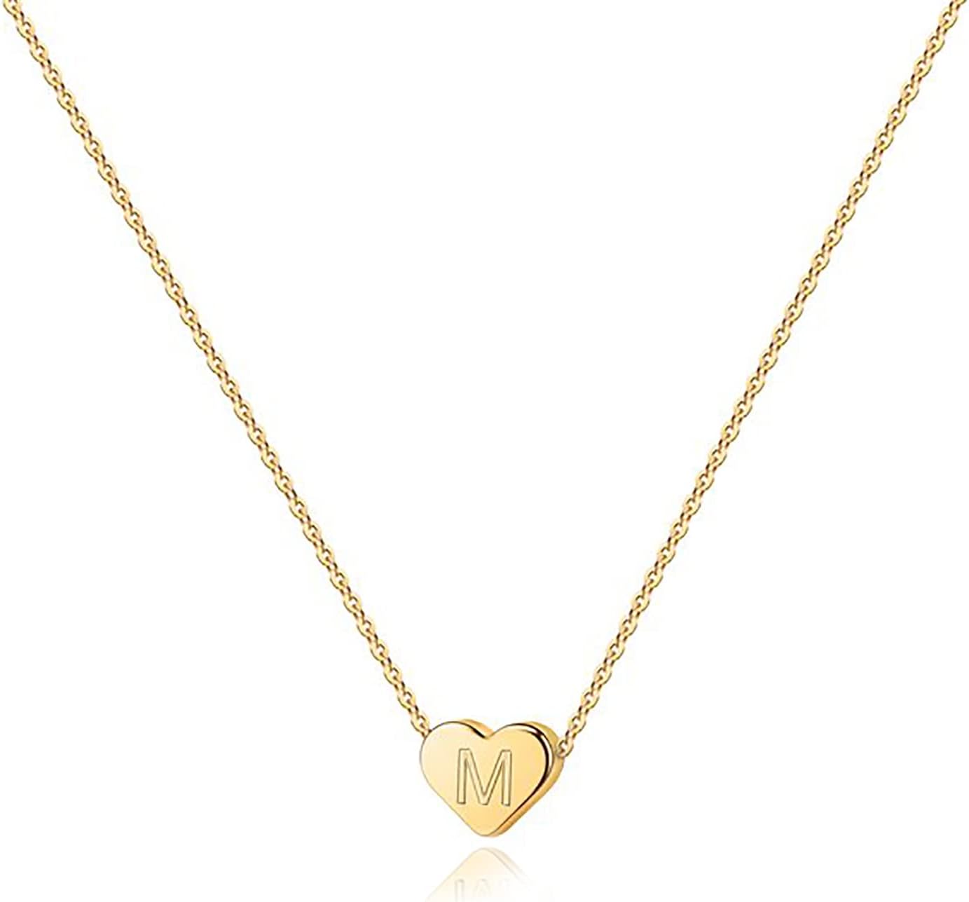 Adjustable 14K Gold Heart Choker - Personalized Letter Necklace