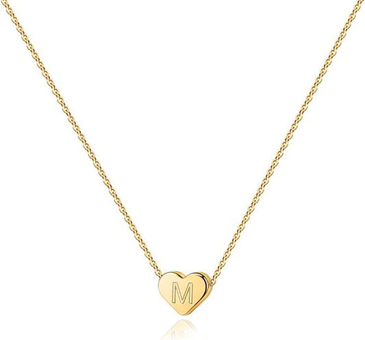 Adjustable 14K Gold Heart Choker - Personalized Letter Necklace
